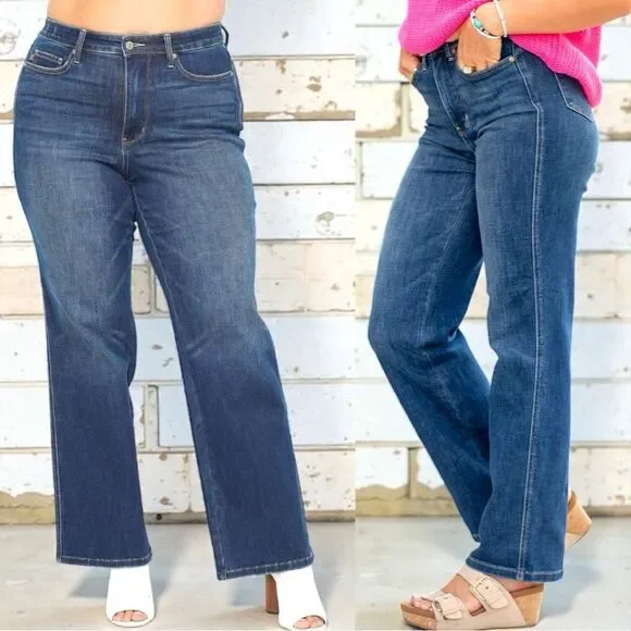 Judy Blue High Rise Tummy Control Classic Straight Jeans Dark Wash NWT - Picture 10 of 15